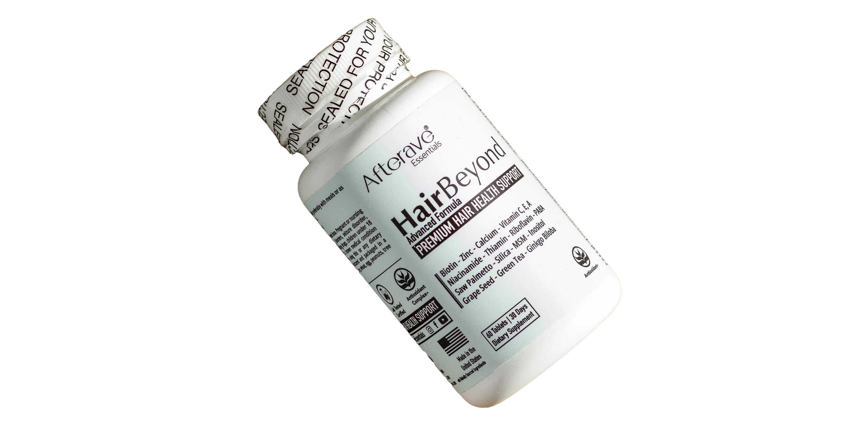 Hair health supplement bottle