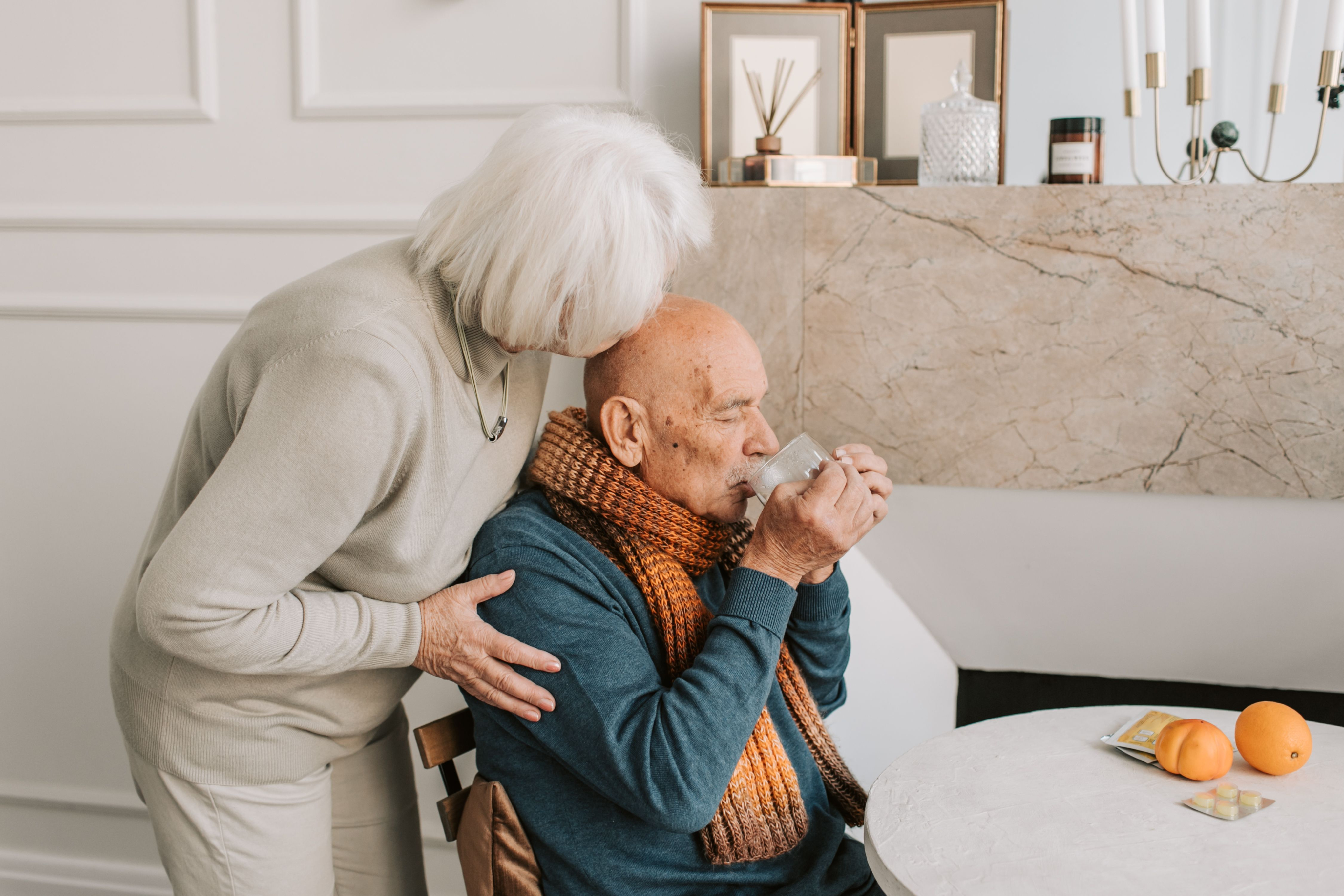 Couple supporting each other during treatment